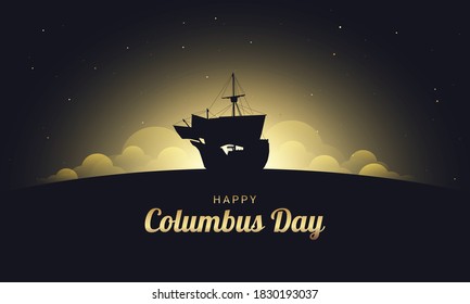 Columbus Day Background Design. Poster or Greeting Card. Vector Illustration.