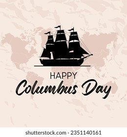 Columbus Day Background with sailing Ship, Steer Wheel and Copy Space Area. Suitable to place on content with that theme.