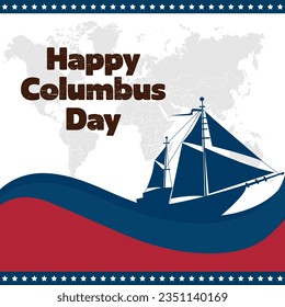 Fondo del Día de Colón con barco de vela, rueda de vapor y área de copia. Adecuado para poner en contenido con ese tema.
