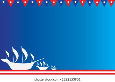 Columbus Day Background, with a ship sailing