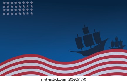 Columbus Day Background with Ship Silhouette, Copy Space Area. Suitable to be placed on content with that theme