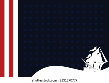 Columbus Day-Hintergrund mit Silhouette des Schiffs und Kopienraum