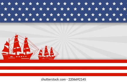 Columbus Day Background with Silhouettes of two Ships and Copy Space Area. Suitable to be placed on content with that theme.