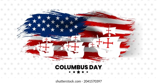 Columbus day background. template with American flag. vector illustration.