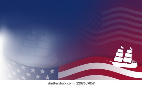Columbus Day Background theme design 4k, american flag with Copy space area, Suitable to place on content with that template