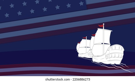 Columbus day background in vector with two expedition ship silhuoette. There are space area that suitable to place some words on content when you download the vector.