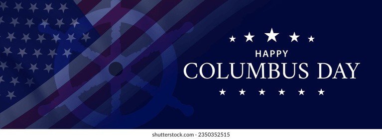 Diseño de pancartas del Día de Colón. Fondo del Día de Colón con bandera estadounidense. Ilustración del vector
