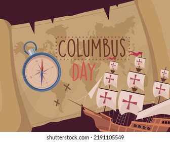 columbus day banner with discovery trave