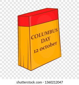 Columbus Day calendar, 12 october icon in cartoon style on a background for any web design 