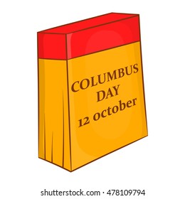 Columbus Day calendar, 12 october icon in cartoon style on a white background
