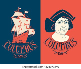 Columbus day calligraphy. vector sign set.