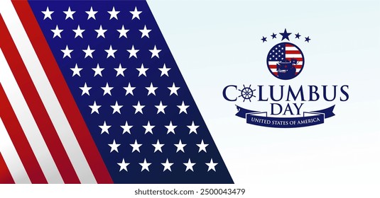 Columbus Day Celebration 2024 Logo Vector Illustration. Best for Poster, Background, Banner, Greeting Card, Flyer, Card, Cover, Template. USA, Italy, Spain Columbus Day Parade 14th October 2024