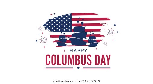  Columbus Day-Feier mit Schiff, Columbus Day-Hintergrunddesign, Vektorgrafik