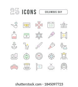 Columbus Day. Collection of perfectly thin icons for web design, app, and the most modern projects. The kit of signs for category Holidays.