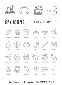 Columbus Day. Collection of perfectly thin icons for web design, app, and the most modern projects. The kit of signs for category Holidays.