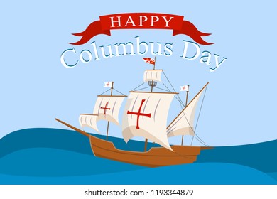 Columbus day concept background. Flat illustration of columbus day vector concept background for web design