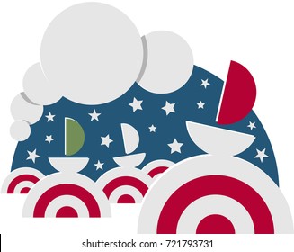 Columbus Day Concept. Marine Landscape with Three Ships. Usa and Italy Flag Colors