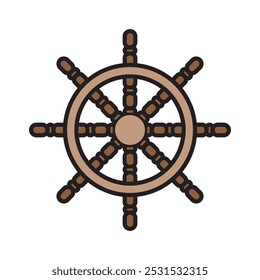 Columbus Day Doodle Illustration - Ship Steering Wheel