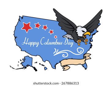 Columbus Day Eagle Map Banner