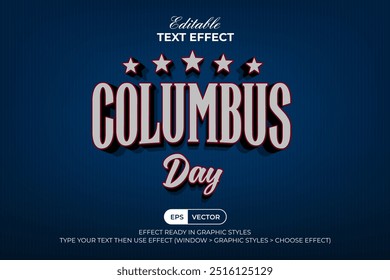 Editierbarer Texteffekt des Columbus Day 3D-Stilvektors