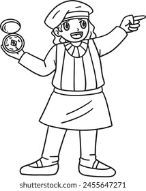 Columbus Day Explorer with Compass Isolated 