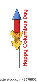 Columbus Day Firework Vector Banner