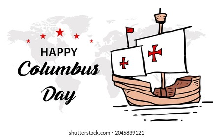 Columbus day greeting card or background. vector illustration.