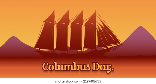 Columbus Day Greeting Gradient Background. Seascape Background