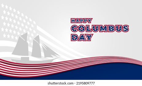 columbus day greeting with sailboat and usa flag