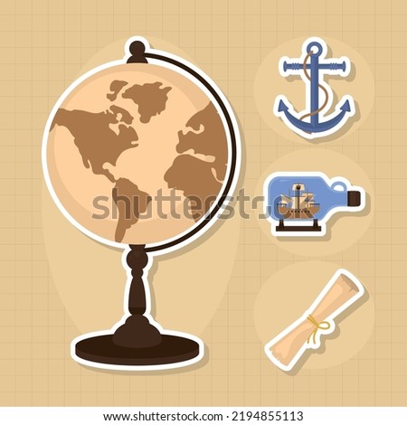 columbus day, icon collection design
