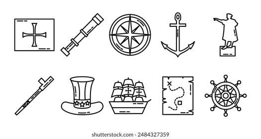 Columbus Day Icon Set Collection