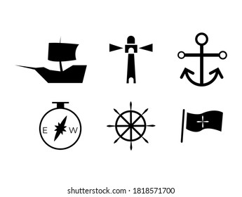 Columbus Day Icon Set Vector Template Design