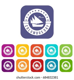Columbus Day icons set