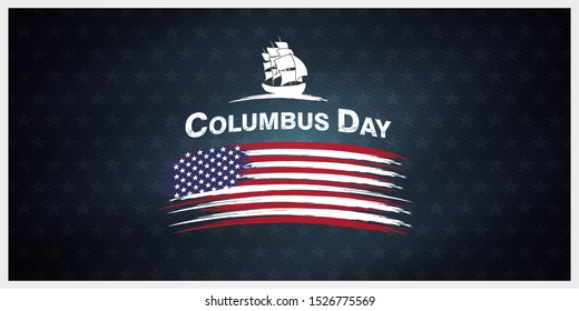 Columbus Day National Usa Holiday Greeting Card, United States national holiday vector illustration.