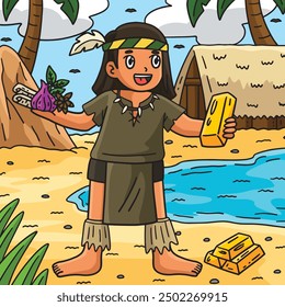 Columbus Day Native Man Spices and Gold Colored 