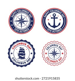 Columbus Day Nautic Emblem Vektor Collection