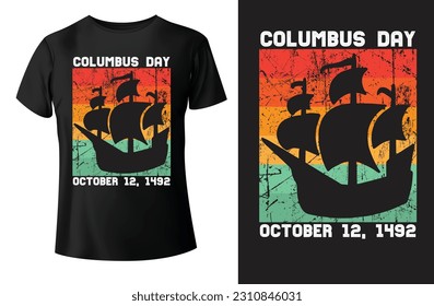 Columbus Day October 12, 1492 t-shirt design and vector-template.