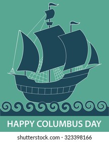 Columbus Day. Old schooner. Santa Maria. svg