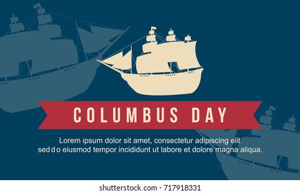 Columbus day on blue background vector illustration