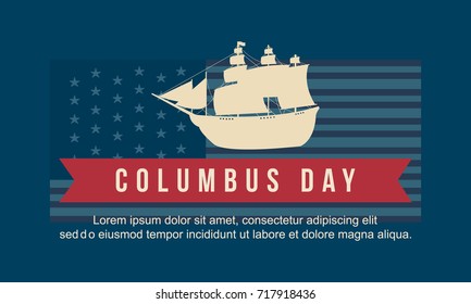 Columbus day on blue background vector illustration