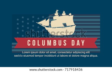 Columbus day on blue background vector illustration