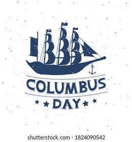 Columbus day poster on white background. Hand draw vector illustrations