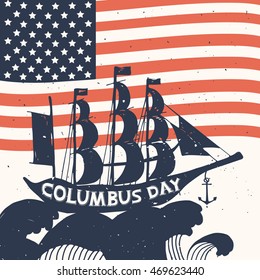 Columbus Day poster. Vector illustration