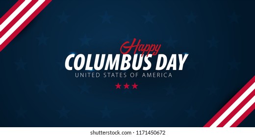 Columbus Day sale promotion, advertising, poster, banner, template with American flag. Columbus day wallpaper. Voucher discount