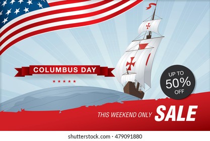 Columbus Day. Sale Template Banner