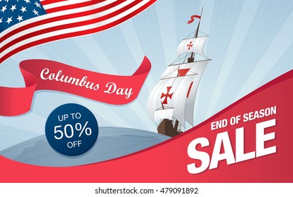 Columbus Day. Sale Template Banner