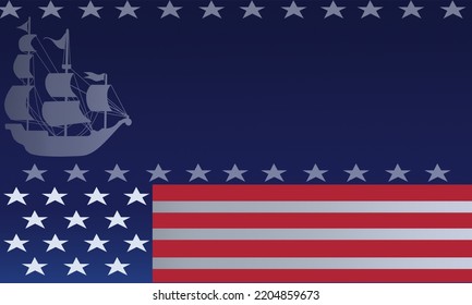 Columbus day with silhouette Ship