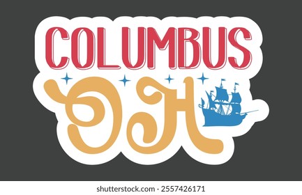 Columbus Day Stickers, Design, Eps Bundle, Single Design