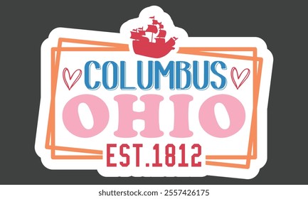 Columbus Day Stickers, Design, Eps Bundle, Single Design