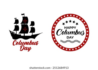 Columbus day text typography sign logo isolated on white background.